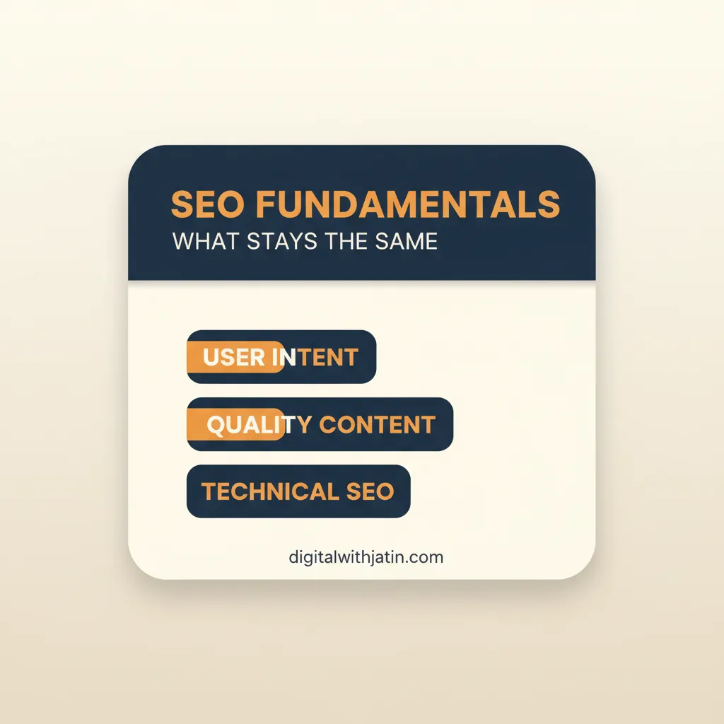 Diagram illustrating what stays the same for how is ai changing seo