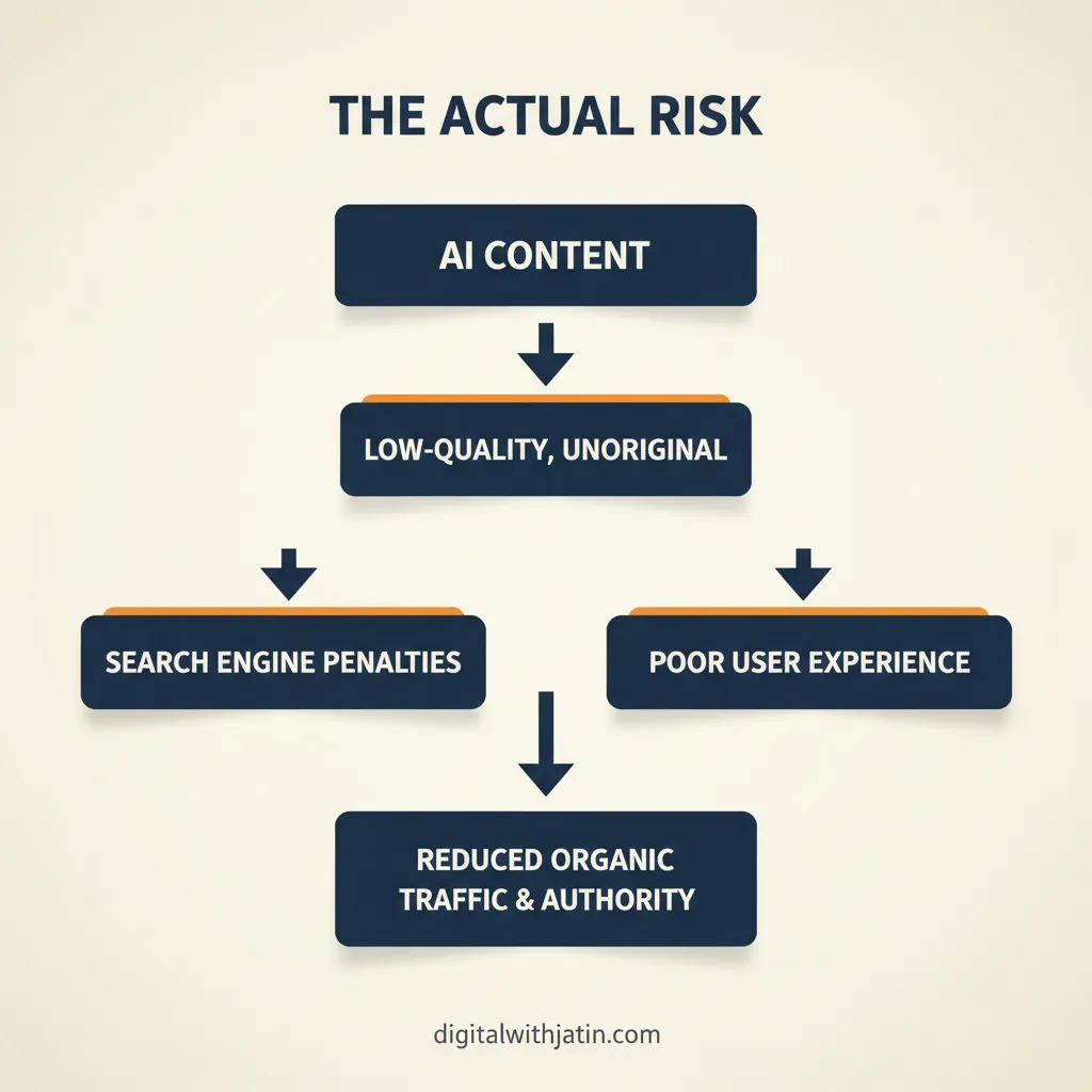 Diagram illustrating the actual risk for is ai content bad for seo